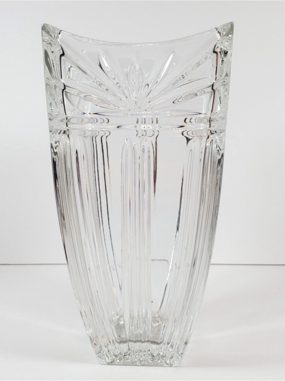 Waterford Crystal Marquis Vase 8" Odyssey Fan Cut Square Art Deco Germany Signed